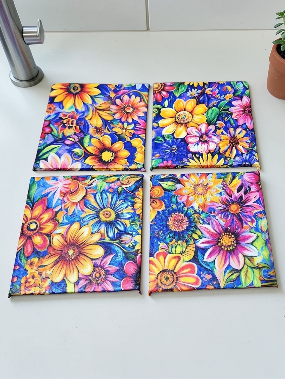 Boho Floral Coaster Set - Picture 2 of 2